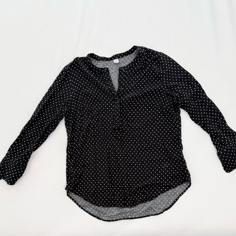Old Navy Black and White Polka Dot Blouse